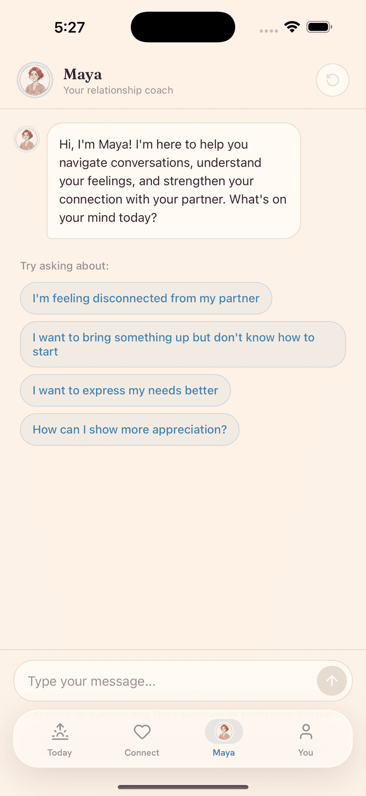 Chatting with Maya, the Pulse AI relationship coach